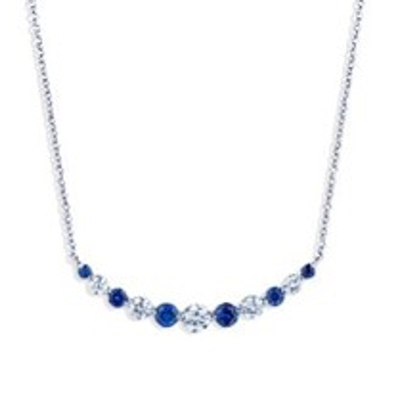 10k White Gold Sapphire & 1/8 Carat T.W. Diamond Teardrop Pendant Necklace